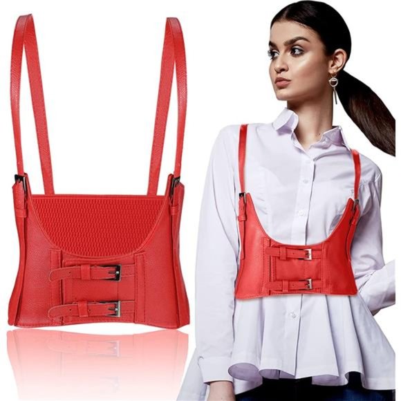 Leather Corset Belt with Straps Faux Leather Corset Women Corset Waist Belt